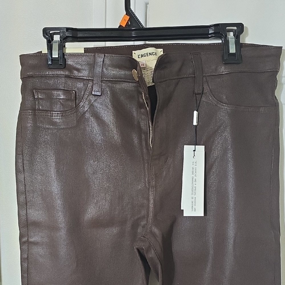 L'AGENCE Chocolate Leather Trousers